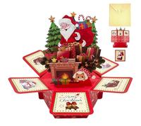 Cartes de Noël pop-up, carte de Noël 3D avec Père, cheminée, sapin et chien, cadeaux pour la famille, les enfants, les amis, les épouses, les couples