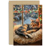 Cartes de Noël vintage pour homme et femme - Motif de chat endormi - Pour lui ou elle - Cartes de Noël pour papa, maman, grands-parents, tante et oncle - Intérieur vierge