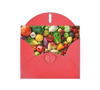 Cartes de notes avec enveloppes imprimées de fruits et légumes frais avec boucle d'amour amusante en papier perlé Emballage de vacances