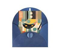 Cartes de notes avec impression de chat d'art moderne du milieu du siècle avec enveloppes, boucle d'amour verticale vierge en papier nacré emballage de vacances