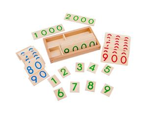 Cartes de numéros en bois - Carreaux de mathématiques de naturel, jeu d'apprentissage de comptage, tableau arithmétique montesseur, blocs de pratique arithmétique | Design fait main durabl