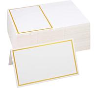 Cartes de Place, Carte de Noms Cartons de Placement Blanches Cartes Chevalet Porte-Nom avec Bordure Dorée pour Fête Banquet Mariage Festival Décoration 8.5 x 5 cm 100 Pieces