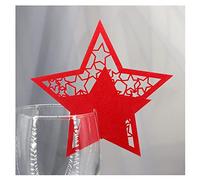 Cartes de place de nom de mariage, Cartes De Place De Table Étoiles Carte De Place De Table Carte De Nom Creuse Bouquet Carte De Voeux for Verre À Vin Tasse Décoration De Table Rouge, 100pcs