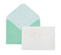 Cartes de remerciement à pois | Lot de 12 cartes et enveloppes | Motif en relief en feuille d'or | Intérieur vierge | Coffret cadeau papeterie