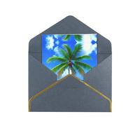 Cartes de remerciement avec enveloppes imprimées palmiers et mer transparente - Notes de remerciement vierges - Ensemble de papeterie parfait pour toutes les occasions