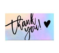 Cartes De Remerciement - Cartes Postales De Reconnaissance 9x5cm | Arc-en- Holographique Merci | Blank Retour Non Revêtu De Papeterie De Papeterie Avec 50 Pièces Incluses, Pour L'appréciation Du P