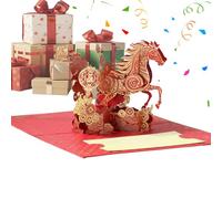 Cartes de remerciement pour cheval, année 2026, carte pop-up, signe du zodiaque chinois, carte pour famille, amis, adultes, enfants, maison, vacances, Nouvel An, occasions festives