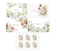 Cartes de remerciement pour enseignants - Notes de bénédiction florale à l'aquarelle - avec enveloppe - Cartes de remerciement - Pour fête prénuptiale, fête d'anniversaire, fête des mères, remise de