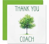 Cartes de remerciement pour entraîneur - Arbre vert coloré - Cartes de remerciement pour lui, elle, hommes et femmes, carte de remerciement sincère, 145 mm x 145 mm, cartes de vœux de remerciement pou