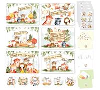 Cartes de remerciement pour fête prénatale avec enveloppes et autocollants (animaux de la forêt)