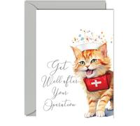 Cartes de rétablissement pour femme - Chat chaton - Cartes de rétablissement pour homme après opération, carte de rétablissement rapide, cartes de vœux A5 pour frère, sœur, maman, papa, collègue,
