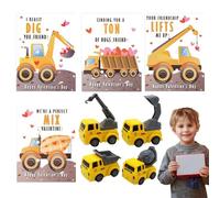 Cartes de Saint pour en Classe, véhicules de Construction, Jouets, Cartes en Vrac,Échanger des Cartes 4 pièces Véhicules Jouets | Christmas Stuffers Vehicles Toys Card Bulk pour Cadeau