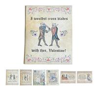 Cartes de Saint-Valentin médiévale, voiture d'amour médiévale amusante avec art manuscrit manuscrit, carte de Saint-Valentin avec charme médiéval et humour moderne pour couples et amateurs d'art