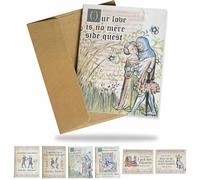 Cartes de Saint-Valentin médiévales, cartes d'amour médiévales vintage avec phrases humoristiques, avec manuscrit manuscrit manuscrit pour couples, petit ami, petite amie, amateur d'art médiéval (type