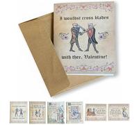 Cartes de Saint-Valentin médiévales, cartes d'amour médiévales vintage avec phrases humoristiques, avec manuscrit manuscrit manuscrit pour couples, petit ami, petite amie, amateur d'art médiéval (type