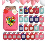 Cartes de Saint-Valentin pour - 15 x 9 x 0,1 cm en forme de bocal à bonbons drôle, cartes d'échange de Saint-Valentin avec sacs à friandises | Ensemble cadeau de fête pour garçons