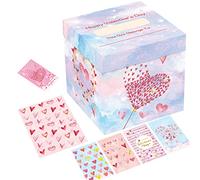 Cartes de Saint-Valentin pour enfants - Boîte aux lettres en forme de cœur pour salle de classe - Fournitures de fête d'échange - 1 boîte, 32 cartes de Saint-Valentin, 1 carte d'enseignant, 35 autocollants