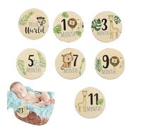Cartes de suivi la croissance du bois neutre - circulaire en bouleau naturel, papeterie commémorative pour l'enfance, accessoire décoration d'anniversaire bébé | Kit cadeau douche esthétique, m