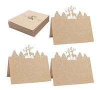 Cartes de Table de renne de Noël 50 Pièces Arbre de Noël Cartes de Noms Papier Petite carte de tente Cartes de table pour mariage Noël Fête d'anniversaire Fête Banquets Événements Décoration- A