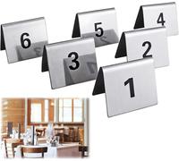 Cartes de table style tente recto verso, 5 x 4 x 3,5 cm, numéros de table 1-50/100, en acier inoxydable for banquets, cafés, hôtels, placement stable en triangle(1 to 100)