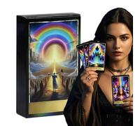 Cartes de Tarot Arc-en- - Deck intuitif Classique pour débutants, 78 Cartes Oracle pour Divination Ancienne, Paquet irisé avec Bord en Aluminium, Jeu de Salon, céleste pour la méditation