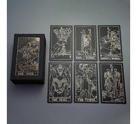Cartes De Tarot Classiques Avec Guide En Pvc Impermeable Et Anti-Rides, Jeu De 78 Cartes De Tarot De Luxe En Feuille D'or Avec Boite Exquise Or Argent