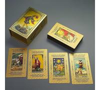 Cartes De Tarot Classiques Avec Guide En Pvc Impermeable Et Anti-Rides, Jeu De 78 Cartes De Tarot De Luxe En Feuille D'or Avec Boite Exquise Or Argent