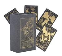 Cartes de Tarot Deck, avec Guide & boîte, Feuille d'or Black Gold 78 Cartes de Tarot, Fortune holographique Divination de Divination Divination, pour Les débutants Expert Readers,Noir