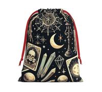 Cartes de tarot en peluche vintage avec cordon de serrage pour Halloween, Noël, grande taille, sacs à friandises en velours doux avec fermeture à ruban rouge pour cadeaux de fêtes et emballages