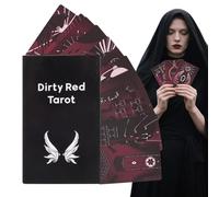 Cartes de tarot, ensemble d'oracle spirituel sur le thème rouge, aventure astrologique vintage en taille standard (10,7 x 6 cm), cartes d'affirmation positive et cartes de divination quotidienne, 10,7