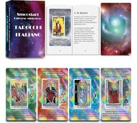Cartes De Tarot Holographiques Italiennes Avec Significations,Tarot Avec Guide Pour Débutants,Mots-Clés,Élément,Planète,Zodiaque,Chakra,Oui Ou Non,Hauteur Musicale,Numérologie,