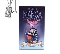 Cartes de Tarot Manga Mystique - Jeu de Poche pour débutants avec Collier - Design fantaisiste, Facile à Utiliser