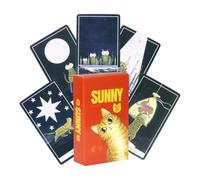 Cartes de tarot mignonnes, jeu de chat orange, 10 x 6 cm, ensemble d'apprentissage de 78 cartes, grands thèmes d'orientation, outil de lecture de fortune pour homme, fête, méditation, pleine