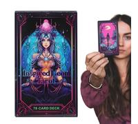 Cartes de tarot néon Oracle - Jeu de 78 pièces pour débutant, jeu de divination avec design inspirant, outil de guidage avec interprétation facile, accessoire , cartes de qualité supérieure