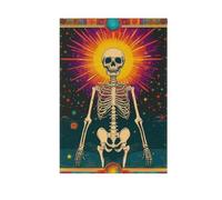 Cartes de tarot néon squelette mexicain pour jardin Happy New Year bannière pour décoration de cour 71 x 101 cm double face