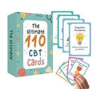 Cartes de thérapies, 110 pièces Deck de thérapie cognitivo-comportementale pour la gestion émotionnelle, réflexion personnelle avec invites guidées, fournitures en classe pour les étudiants,