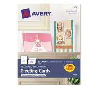 Cartes de v ux Avery 3378 textur es pli es en deux, jet d'encre, 5 1/2 x 8 1/2, enveloppes blanches incluses, bo te de 30