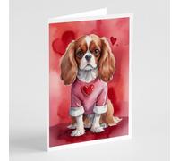 Cartes de v ux de la Saint-Valentin Cavalier Spaniel de Caroline's Treasures DAC5312GCA7P, lot de 8 cartes vierges avec enveloppes, format A7 fan