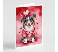 Cartes de v ux de la Saint-Valentin de Caroline's Treasures DAC5270GCA7P Berger australien, lot de 8 cartes vierges avec enveloppes, format A7 fa