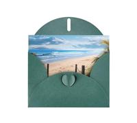 Cartes de vacances à motif paysage de plage | Papier cartonné pailleté double face | Noël, anniversaire, Saint-Valentin, mariage et fête | Enveloppes incluses