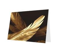 Cartes de vacances à plumes dorées | Papier cartonné pailleté double face | Noël, anniversaire, Saint-Valentin, mariage et fête | Enveloppes incluses