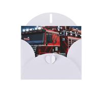 Cartes de vacances en forme de camion de pompiers rouges et de sauvetage | Papier cartonné pailleté double face | Noël, anniversaire, Saint-Valentin, mariage et fête | Enveloppes incluses