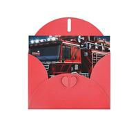 Cartes de vacances en forme de camion de pompiers rouges et de sauvetage | Papier cartonné pailleté double face | Noël, anniversaire, Saint-Valentin, mariage et fête | Enveloppes incluses