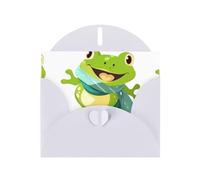 Cartes de vacances en papier blanc nacré 10,2 x 15,2 cm YYHHAOFA avec motif grenouille mignonne portant une écharpe pour Noël, anniversaire, anniversaire de mariage et invitations de fête