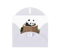 Cartes de vacances en papier blanc nacré 10,2 x 15,2 cm YYHHAOFA Panda couché sur une souche d'arbre Cartes de vœux pour Noël, anniversaire, anniversaire de mariage et invitations de fête