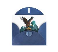 Cartes de vacances en papier bleu nacré 10,2 x 15,2 cm YYHHAOFA An Eagle soars in its mountain nest Pattern Cards for Christmas Birthday Wedding Anniversary & Party Invitations