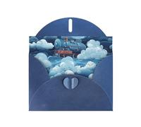 Cartes de vacances en papier bleu nacré 10,2 x 15,2 cm YYHHAOFA motif train à vapeur nuages cartes de vœux pour Noël, anniversaire, anniversaire de mariage et invitations de fête