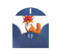 Cartes de vacances en papier bleu nacré 10,2 x 15,2 cm YYHHAOFA Red Hat Fox_107363918 Cartes de vœux à motif pour Noël, anniversaire, anniversaire de mariage et invitations de fête