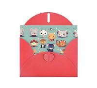 Cartes de vacances en papier nacré avec jolis petits animaux rouges 15,2 x 10,2 cm - Avec enveloppes pour anniversaires, mariages et condoléances