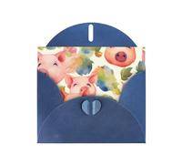 Cartes de vacances en papier nacré bleu 10,2 x 15,2 cm YYHHAOFA aquarelle motif cochon art cartes de vœux pour Noël, anniversaire, anniversaire de mariage et invitations de fête